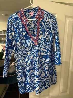 Lilly Pulitzer Blue and White Beaded Shift